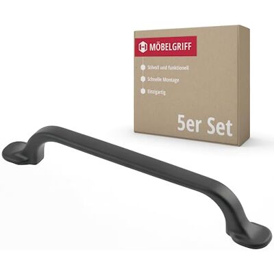 Gedotec HELGA Lot de 5 poignées de meuble vintage Poignées pour armoires de cuisine avec matériel de fixation Noir mat avec BA 128 mm Poignées de porte pour armoires Poignées d'armoire - - Publicité Gedotec HELGA Lot de 5 poignées de meuble vintage Poignées pour armoires de cuisine avec matériel de fixation Noir mat avec BA 128 mm Poignées de porte pour armoires Poignées d'armoire - - Publicité