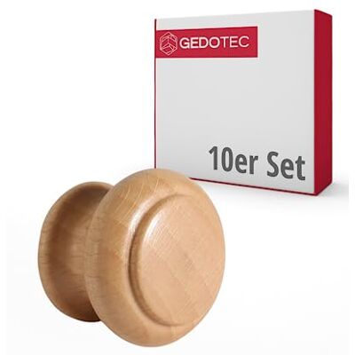 Gedotec Lot de 10 boutons de meuble en bois Diamètre : 35 mm Pour armoires Hêtre naturel laqué Avec matériel de fixation I Giovanni I Boutons pour armoires de cuisine Poignées d'armoire - Publicité Gedotec Lot de 10 boutons de meuble en bois Diamètre : 35 mm Pour armoires Hêtre naturel laqué Avec matériel de fixation I Giovanni I Boutons pour armoires de cuisine Poignées d'armoire - Publicité