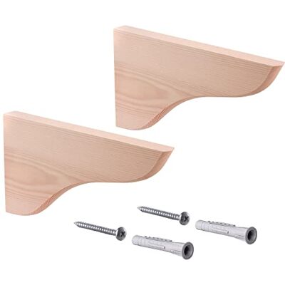Gedotec Lot de 2 équerres murales en bois naturel massif 215 x 120 mm MEX Charge maximale par paire : 60 kg Supports d'étagère adaptés pour les étagères à livres - Publicité Gedotec Lot de 2 équerres murales en bois naturel massif 215 x 120 mm MEX Charge maximale par paire : 60 kg Supports d'étagère adaptés pour les étagères à livres - Publicité