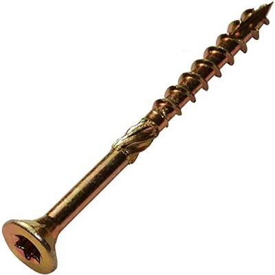 AERZETIX C44464 Lot de 100 Vis à bois Ø4x50 mm tête fraisée à empreinte étoile T20 en acier zingué jaune assemblage filetage serrage fixation charpente contreplaqués agglomérés mélaminés - Publicité AERZETIX C44464 Lot de 100 Vis à bois Ø4x50 mm tête fraisée à empreinte étoile T20 en acier zingué jaune assemblage filetage serrage fixation charpente contreplaqués agglomérés mélaminés - Publicité