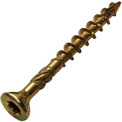 AERZETIX C44462 Lot de 100 Vis à bois Ø4x40 mm tête fraisée à empreinte étoile T20 en acier zingué jaune assemblage filetage serrage fixation charpente contreplaqués agglomérés mélaminés - Publicité AERZETIX C44462 Lot de 100 Vis à bois Ø4x40 mm tête fraisée à empreinte étoile T20 en acier zingué jaune assemblage filetage serrage fixation charpente contreplaqués agglomérés mélaminés - Publicité