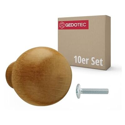 Gedotec RICARDA Lot de 10 boutons de meuble en bois de noyer clair Diamètre : 28 mm Ronds Pour commode, armoire, tiroir Avec vis - Publicité Gedotec RICARDA Lot de 10 boutons de meuble en bois de noyer clair Diamètre : 28 mm Ronds Pour commode, armoire, tiroir Avec vis - Publicité