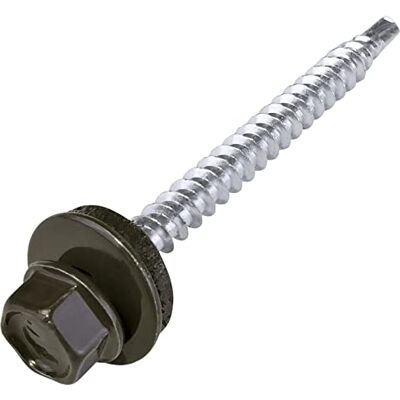 AERZETIX C57217 Lot de 50 Vis autoperceuse métal sur bois Ø4.8x55 mm + rondelle d'étanchéité EPDM peint en couleur brun gris RAL 8019 empreinte de la tête 8 mm hexagonale en acier - Publicité AERZETIX C57217 Lot de 50 Vis autoperceuse métal sur bois Ø4.8x55 mm + rondelle d'étanchéité EPDM peint en couleur brun gris RAL 8019 empreinte de la tête 8 mm hexagonale en acier - Publicité