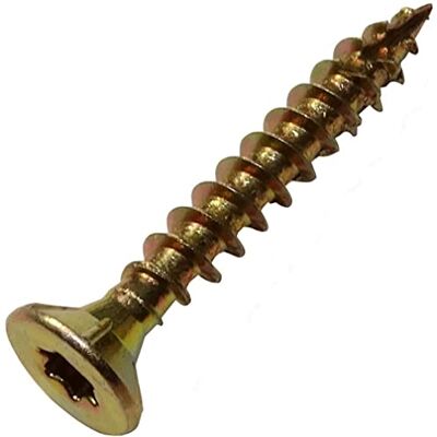 AERZETIX C44453 Lot de 100 Vis à bois Ø3.5x25 mm tête fraisée à empreinte étoile T15 en acier zingué jaune assemblage filetage serrage fixation charpente contreplaqués agglomérés mélaminés - Publicité AERZETIX C44453 Lot de 100 Vis à bois Ø3.5x25 mm tête fraisée à empreinte étoile T15 en acier zingué jaune assemblage filetage serrage fixation charpente contreplaqués agglomérés mélaminés - Publicité