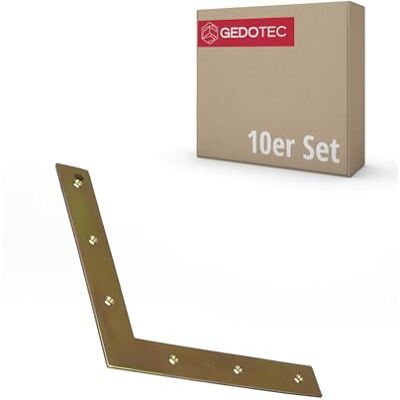 Gedotec Raccord d'angle lourd en métal 90° 10 pcs cornières 200x200x2,5 mm équerres plates pour relier et renforcer Equerre de meuble angle de construction plat métal équerre 90 degrés angle - Publicité Gedotec Raccord d'angle lourd en métal 90° 10 pcs cornières 200x200x2,5 mm équerres plates pour relier et renforcer Equerre de meuble angle de construction plat métal équerre 90 degrés angle - Publicité