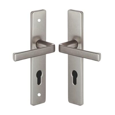 VACHETTE - Kaza - Gris - Aluminium - Poignée de porte sur plaque - Publicité VACHETTE - Kaza - Gris - Aluminium - Poignée de porte sur plaque - Publicité