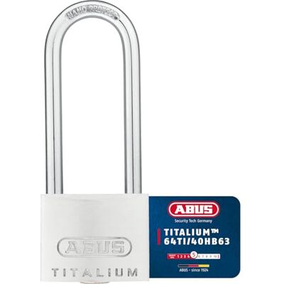 ABUS Titalium 64TI/40HB63 à anse haute Cadenas de cave avec corps de serrure en aluminium spécial anse en acier trempé niveau de sécurité 5 - Publicité ABUS Titalium 64TI/40HB63 à anse haute Cadenas de cave avec corps de serrure en aluminium spécial anse en acier trempé niveau de sécurité 5 - Publicité