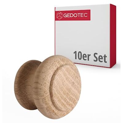 Gedotec Lot de 10 boutons de meuble en bois Diamètre : 35 mm Boutons de porte pour armoires Chêne brut (non traité) avec matériel de fixation I Giovanni I Boutons pour armoires de cuisine - Publicité Gedotec Lot de 10 boutons de meuble en bois Diamètre : 35 mm Boutons de porte pour armoires Chêne brut (non traité) avec matériel de fixation I Giovanni I Boutons pour armoires de cuisine - Publicité