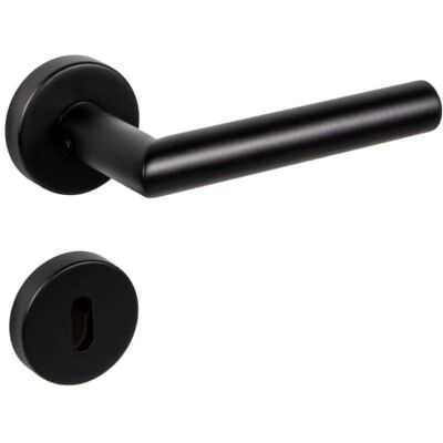 Gedotec Poignee de Porte en Acier Inox CHAPO 1 Kit Poignée Garniture de rosace en forme de L avec vis Noire Mate BB Barre de couleur Poignée de porte de chambre sur rosace ronde - Publicité Gedotec Poignee de Porte en Acier Inox CHAPO 1 Kit Poignée Garniture de rosace en forme de L avec vis Noire Mate BB Barre de couleur Poignée de porte de chambre sur rosace ronde - Publicité