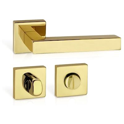 Gedotec Poignée de porte en laiton poli 1 jeu Garniture de rosace sur rosaces carrées Carat WC – Salle de bain Poignée de porte pour portes intérieures Poignée de porte avec matériel de - Publicité Gedotec Poignée de porte en laiton poli 1 jeu Garniture de rosace sur rosaces carrées Carat WC – Salle de bain Poignée de porte pour portes intérieures Poignée de porte avec matériel de - Publicité