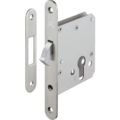 Gedotec Serrure à encastrer en acier inoxydable Serrure de porte coulissante Serrure de porte coulissante à encastrer H5500 Startec serrure à crochet avec pêne circulaire argent mat - Publicité Gedotec Serrure à encastrer en acier inoxydable Serrure de porte coulissante Serrure de porte coulissante à encastrer H5500 Startec serrure à crochet avec pêne circulaire argent mat - Publicité