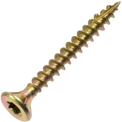 AERZETIX K36481 Lot de 100 Vis à bois Ø4x35 mm tête fraisée à empreinte étoile T20 en acier zingué jaune assemblage filetage serrage fixation charpente contreplaqués agglomérés mélaminés - Publicité AERZETIX K36481 Lot de 100 Vis à bois Ø4x35 mm tête fraisée à empreinte étoile T20 en acier zingué jaune assemblage filetage serrage fixation charpente contreplaqués agglomérés mélaminés - Publicité