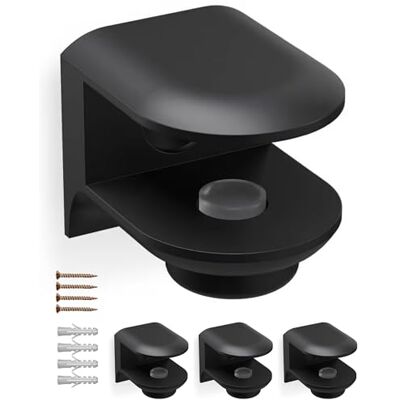 Gedotec 4 supports d'étagère à serrage RM03 noir mat, supports d'étagère en verre pour épaisseurs de verre de 6 à 11 mm, pince à verre avec vis de fixation et support de verre, matériel de montage - Publicité Gedotec 4 supports d'étagère à serrage RM03 noir mat, supports d'étagère en verre pour épaisseurs de verre de 6 à 11 mm, pince à verre avec vis de fixation et support de verre, matériel de montage - Publicité
