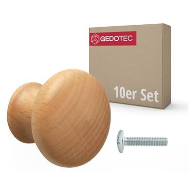 Gedotec Ursula Lot de 10 boutons de meuble en bois de hêtre Ø 35 mm avec insert fileté en laiton M4 x 25 mm avec Bouton en bois massif Poignée de meuble Poignée d'armoire Poignée de tiroir Poignée - Publicité Gedotec Ursula Lot de 10 boutons de meuble en bois de hêtre Ø 35 mm avec insert fileté en laiton M4 x 25 mm avec Bouton en bois massif Poignée de meuble Poignée d'armoire Poignée de tiroir Poignée - Publicité