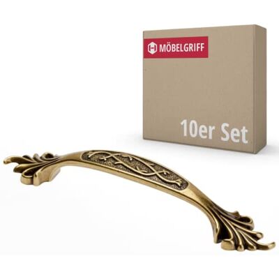 Gedotec JOSEF Lot de 10 poignées de meuble en métal Laiton antique avec matériel de fixation BA : 96 mm Poignées de porte pour armoires de cuisine - Publicité Gedotec JOSEF Lot de 10 poignées de meuble en métal Laiton antique avec matériel de fixation BA : 96 mm Poignées de porte pour armoires de cuisine - Publicité