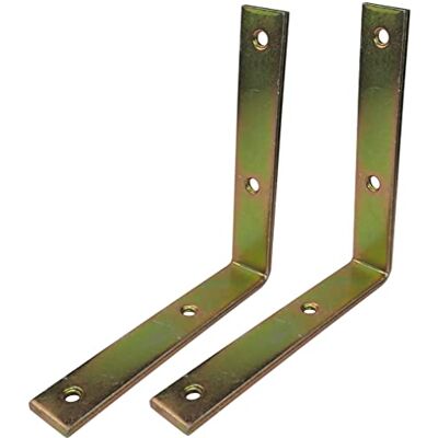 AERZETIX C58907 Lot de 2 Équerres pattes d'assemblage renforcées 150x150x25x5 mm à angle droit à 4 trous ronds montage renforcement fixation étagères meuble bois en acier jaune S235 - Publicité AERZETIX C58907 Lot de 2 Équerres pattes d'assemblage renforcées 150x150x25x5 mm à angle droit à 4 trous ronds montage renforcement fixation étagères meuble bois en acier jaune S235 - Publicité