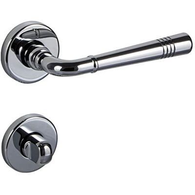 Gedotec Poignées de Porte en Laiton Lady 151-R Finition Argent Chromé Brillant Rosace Ronde Poignées en L pour Chambre, Salle de Bain, Cuisine, Toilette Vis Incluses Serrure WC - Publicité Gedotec Poignées de Porte en Laiton Lady 151-R Finition Argent Chromé Brillant Rosace Ronde Poignées en L pour Chambre, Salle de Bain, Cuisine, Toilette Vis Incluses Serrure WC - Publicité