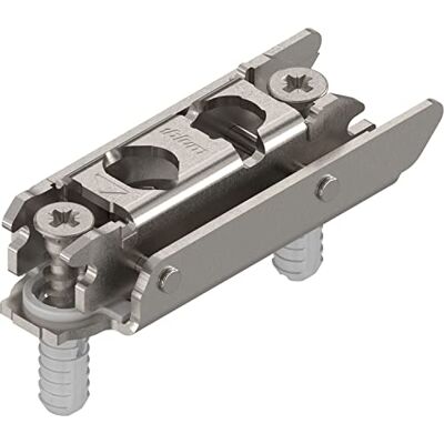Blum CLIP plaque de montage, droite, 3 mm, acier, EXPANDO (vis spéciales prémontées avec chevilles à expansion), HV : excentrique, nickelé 2 pièces - Publicité Blum CLIP plaque de montage, droite, 3 mm, acier, EXPANDO (vis spéciales prémontées avec chevilles à expansion), HV : excentrique, nickelé 2 pièces - Publicité