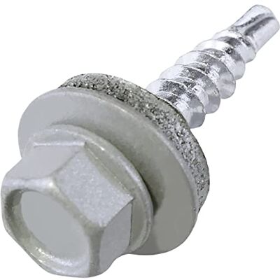 AERZETIX C57220 Lot de 50 Vis autoperceuse métal sur bois Ø4.8x25 mm + rondelle d'étanchéité EPDM peint en couleur aluminium blanc RAL 9006 empreinte de la tête 8 mm hexagonale en acier - Publicité AERZETIX C57220 Lot de 50 Vis autoperceuse métal sur bois Ø4.8x25 mm + rondelle d'étanchéité EPDM peint en couleur aluminium blanc RAL 9006 empreinte de la tête 8 mm hexagonale en acier - Publicité
