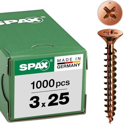 ABC Spax Viti Tsp Testa Svasata Piana A Croce Pozidriv Bronzata Diametro 3,0 Mm Lunghezza 25 Mm Confezione Da 1.000 Pz - Vis - Publicité ABC Spax Viti Tsp Testa Svasata Piana A Croce Pozidriv Bronzata Diametro 3,0 Mm Lunghezza 25 Mm Confezione Da 1.000 Pz - Vis - Publicité
