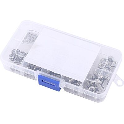 Walfront Kit de Vis Inox 304 160 pièces Tête Bouton Cruciforme M2 M2.5 M3 M4 M5 avec Ecrous Rondelles et Boîte de Rangement - Publicité Walfront Kit de Vis Inox 304 160 pièces Tête Bouton Cruciforme M2 M2.5 M3 M4 M5 avec Ecrous Rondelles et Boîte de Rangement - Publicité