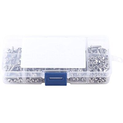 Walfront 340pcs Coffret de Boulon Vis Ecrou Hexagonal à Tête Ronde Bombée en Acier Inoxydable 304, M3 X 5/6/8/10/12/14/16/18/20mm - Publicité Walfront 340pcs Coffret de Boulon Vis Ecrou Hexagonal à Tête Ronde Bombée en Acier Inoxydable 304, M3 X 5/6/8/10/12/14/16/18/20mm - Publicité