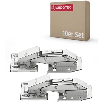 Gedotec Lot de 10 Charnières Rabattables CH 350 Fermeture Douce, Acier Nickelé, Réglable Pour Armoire, Meuble à Butée Posée et Caravane - Publicité Gedotec Lot de 10 Charnières Rabattables CH 350 Fermeture Douce, Acier Nickelé, Réglable Pour Armoire, Meuble à Butée Posée et Caravane - Publicité