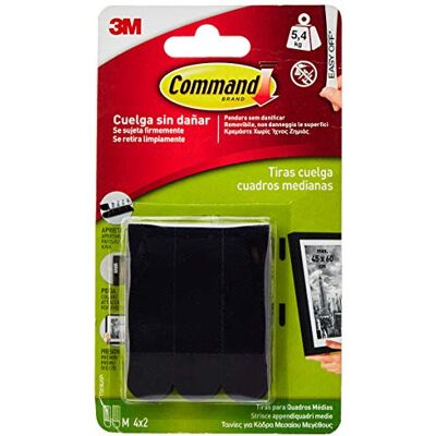 Command 17201BLK Lot de 4 bandes adhésives pour tableaux Moyen couleur Noir - Publicité Command 17201BLK Lot de 4 bandes adhésives pour tableaux Moyen couleur Noir - Publicité