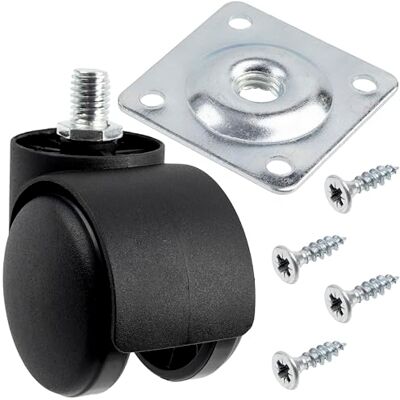 AERZETIX Ensemble de 4 Roues roulettes de meubles M10x13 mm Ø50 rotatives à 360° double galet + 18 vis Ø4x16 mm et 4 plaques de fixation 43x43 mm charge maximale 40 kg - Publicité AERZETIX Ensemble de 4 Roues roulettes de meubles M10x13 mm Ø50 rotatives à 360° double galet + 18 vis Ø4x16 mm et 4 plaques de fixation 43x43 mm charge maximale 40 kg - Publicité