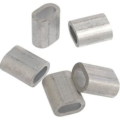 AERZETIX C65270 Lot de 5 Manchons de serrage pour câble/fil d'acier Ø5 mm DIN 3093 douille à sertir serre-câble bannières suspendues voiles d'ombrage cordes en aluminium couleur argent - Publicité AERZETIX C65270 Lot de 5 Manchons de serrage pour câble/fil d'acier Ø5 mm DIN 3093 douille à sertir serre-câble bannières suspendues voiles d'ombrage cordes en aluminium couleur argent - Publicité