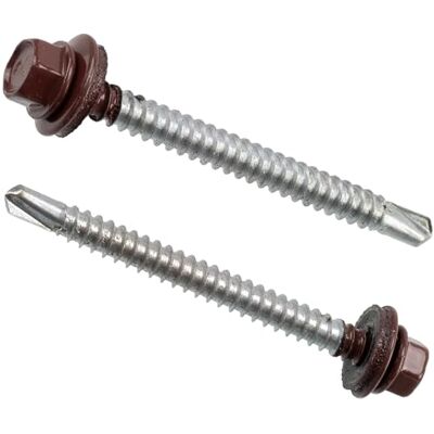 AERZETIX C77443 Lot de 40 Vis à tôle autoperceuses Ø5.5x60 mm + rondelle d'étanchéité EPDM RAL 3009 empreinte de la tête 8 mm hexagonale en acier au carbone - Publicité AERZETIX C77443 Lot de 40 Vis à tôle autoperceuses Ø5.5x60 mm + rondelle d'étanchéité EPDM RAL 3009 empreinte de la tête 8 mm hexagonale en acier au carbone - Publicité