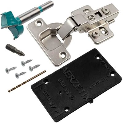 AERZETIX Kit de 4 charnières invisibles à 110° avec clip amortisseur 3D réglage à demi-recouvrement + gabarit de perçage Ø35 mm + foret Ø35 mm + mèche Ø2.5 mm + 16 vis Ø3.5x16 mm et embout PZ2 - Publicité AERZETIX Kit de 4 charnières invisibles à 110° avec clip amortisseur 3D réglage à demi-recouvrement + gabarit de perçage Ø35 mm + foret Ø35 mm + mèche Ø2.5 mm + 16 vis Ø3.5x16 mm et embout PZ2 - Publicité