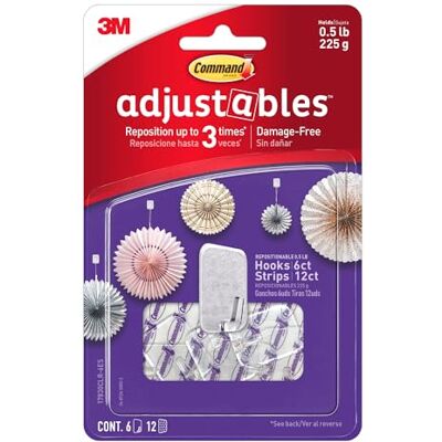 Command Crochets repositionnables réglables: 6-pack (Clair) / 6-pack - Publicité Command Crochets repositionnables réglables: 6-pack (Clair) / 6-pack - Publicité