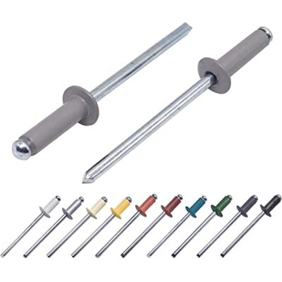 Marcopol Lot de 80 pièces de rivets aveugles peints 4,0 x 14 mm, tête bombée, DIN 7337, rivet en aluminium et mandrin en acier, rivets pop (80, gris poussière RAL 7037) - Publicité Marcopol Lot de 80 pièces de rivets aveugles peints 4,0 x 14 mm, tête bombée, DIN 7337, rivet en aluminium et mandrin en acier, rivets pop (80, gris poussière RAL 7037) - Publicité