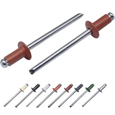 Marcopol Lot de 100 rivets aveugles peints 4,0 x 10 mm, tête bombée, DIN 7337, rivets en aluminium et mandrin en acier, rivets pop (100, marron cuivré) RAL 8004 - Publicité Marcopol Lot de 100 rivets aveugles peints 4,0 x 10 mm, tête bombée, DIN 7337, rivets en aluminium et mandrin en acier, rivets pop (100, marron cuivré) RAL 8004 - Publicité