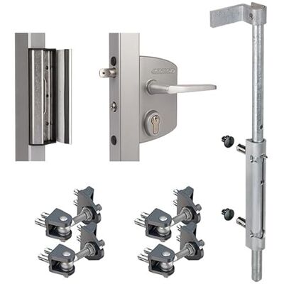 Alberts 415808 LOCINOX Kit de serrure pour profilés de 40 mm Serrure industrielle LAKQ U2 + verrou de barre externe VSF + butée SAKL QF + paumelle de porte à 180° BoltonHD-4D-ALUM - Publicité Alberts 415808 LOCINOX Kit de serrure pour profilés de 40 mm Serrure industrielle LAKQ U2 + verrou de barre externe VSF + butée SAKL QF + paumelle de porte à 180° BoltonHD-4D-ALUM - Publicité