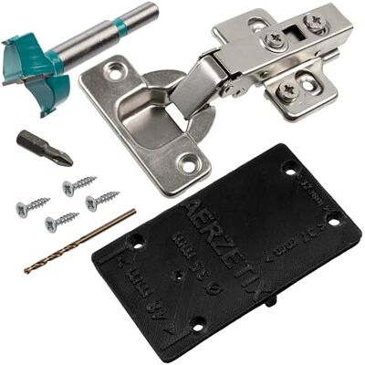 AERZETIX Kit de 12 charnières invisibles à 110° avec clip amortisseur 3D réglage à recouvrement total + gabarit de perçage Ø35 mm + foret Ø35 mm + mèche Ø2.5 mm + 50 vis Ø3.5x16 mm et embout PZ2 - Publicité AERZETIX Kit de 12 charnières invisibles à 110° avec clip amortisseur 3D réglage à recouvrement total + gabarit de perçage Ø35 mm + foret Ø35 mm + mèche Ø2.5 mm + 50 vis Ø3.5x16 mm et embout PZ2 - Publicité