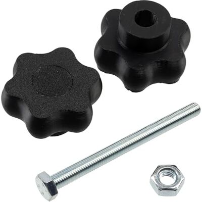 AERZETIX Kit de 4 boutons molettes poignées de serrage M10 en forme d'étoile en plastique noir + 2 vis M10x120 mm à 6 pans et 2 écrous M10 hexagonaux plage de serrage maximale 80 mm - Publicité AERZETIX Kit de 4 boutons molettes poignées de serrage M10 en forme d'étoile en plastique noir + 2 vis M10x120 mm à 6 pans et 2 écrous M10 hexagonaux plage de serrage maximale 80 mm - Publicité
