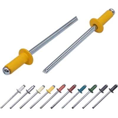 Marcopol Lot de 100 pièces de rivets aveugles peints 3,2 x 8 mm, tête bombée, DIN 7337, rivet en aluminium et mandrin en acier, rivets à pression (100, Jaune signal RAL 1003) - Publicité Marcopol Lot de 100 pièces de rivets aveugles peints 3,2 x 8 mm, tête bombée, DIN 7337, rivet en aluminium et mandrin en acier, rivets à pression (100, Jaune signal RAL 1003) - Publicité