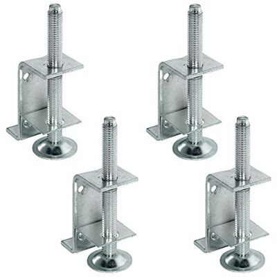 Gedotec Lot de 4 pieds de meuble réglables en hauteur avec angle de vissage Vis de réglage M10 x 100 mm Charge maximale : 130 kg Pieds réglables en acier galvanisé Pied d'armoire avec angle - Publicité Gedotec Lot de 4 pieds de meuble réglables en hauteur avec angle de vissage Vis de réglage M10 x 100 mm Charge maximale : 130 kg Pieds réglables en acier galvanisé Pied d'armoire avec angle - Publicité