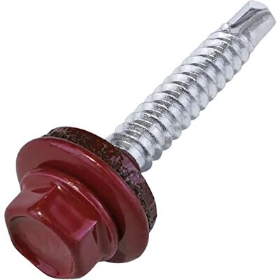 AERZETIX C57175 Lot de 50 Vis autoperceuse Ø4.8x35 mm + rondelle d'étanchéité EPDM peint en couleur rouge brun RAL 3011 empreinte de la tête 8 mm hexagonale en acier - Publicité AERZETIX C57175 Lot de 50 Vis autoperceuse Ø4.8x35 mm + rondelle d'étanchéité EPDM peint en couleur rouge brun RAL 3011 empreinte de la tête 8 mm hexagonale en acier - Publicité