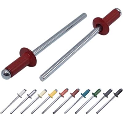 Marcopol Lot de 100 pièces de rivets aveugles peints 4,0 x 8 mm, tête bombée, DIN 7337, rivet en aluminium et mandrin en acier, rivets à pression (100, brun rouge RAL 3011) - Publicité Marcopol Lot de 100 pièces de rivets aveugles peints 4,0 x 8 mm, tête bombée, DIN 7337, rivet en aluminium et mandrin en acier, rivets à pression (100, brun rouge RAL 3011) - Publicité