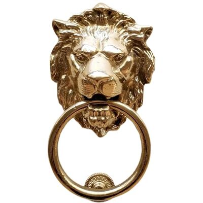 Anatolica Heurtoir de porte à tête de lion, 18 cm, laiton massif, période régence, laiton poli - Publicité Anatolica Heurtoir de porte à tête de lion, 18 cm, laiton massif, période régence, laiton poli - Publicité