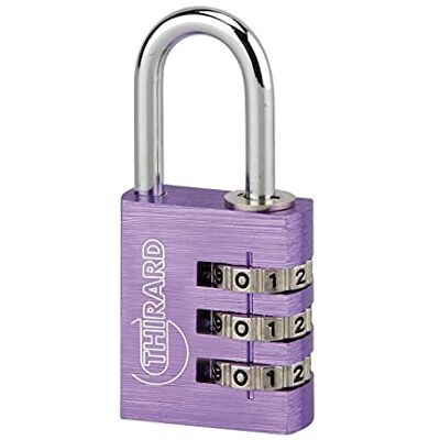 THIRARD Cadenas à Code Modèle Onyx Type 1 Aluminium Pour Intérieur 3 Chiffres Anse Acier Nickelé Combinaison Modifiable Couleurs Assorties 30 mm - Publicité THIRARD Cadenas à Code Modèle Onyx Type 1 Aluminium Pour Intérieur 3 Chiffres Anse Acier Nickelé Combinaison Modifiable Couleurs Assorties 30 mm - Publicité