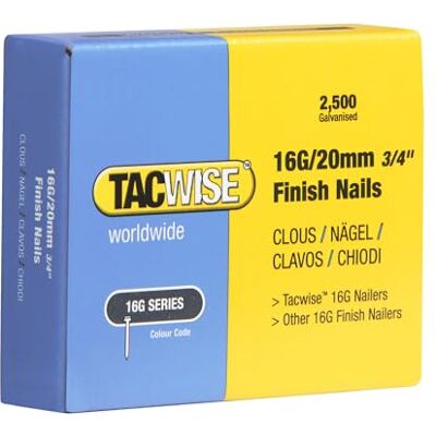 Clous de finition Tacwise 16G - 20mm - Pack 2500 - Publicité Clous de finition Tacwise 16G - 20mm - Pack 2500 - Publicité