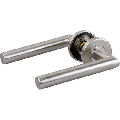 Poignée de porte NORMBAU EST 21 en inox - Rosace ronde, finition satinée - Publicité Poignée de porte NORMBAU EST 21 en inox - Rosace ronde, finition satinée - Publicité