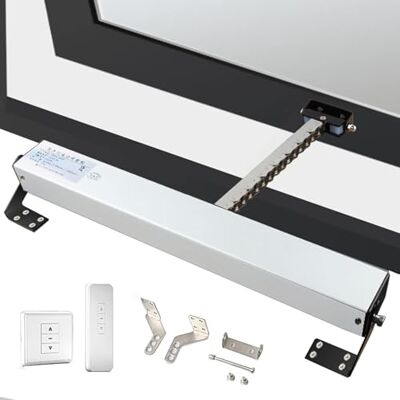 SHJDBF Ouvre-vitre électrique double chaîne/faible bruit, force de verrouillage 400 N/antivol, voyage 300–1000 mm, avec télécommande + interrupteur, pour fenêtres de toit, serres, aérations de toit, 700 mm - Publicité SHJDBF Ouvre-vitre électrique double chaîne/faible bruit, force de verrouillage 400 N/antivol, voyage 300–1000 mm, avec télécommande + interrupteur, pour fenêtres de toit, serres, aérations de toit, 700 mm - Publicité