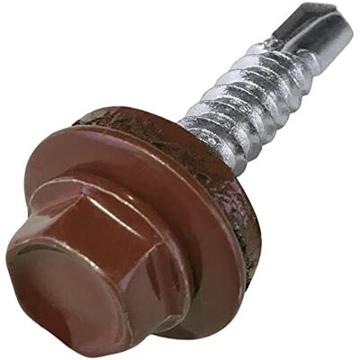 AERZETIX C57172 Lot de 50 Vis autoperceuse Ø4.8x25 mm + rondelle d'étanchéité EPDM peint en couleur rouge oxyde RAL 3009- empreinte de la tête 8 mm hexagonale en acier - Publicité AERZETIX C57172 Lot de 50 Vis autoperceuse Ø4.8x25 mm + rondelle d'étanchéité EPDM peint en couleur rouge oxyde RAL 3009- empreinte de la tête 8 mm hexagonale en acier - Publicité