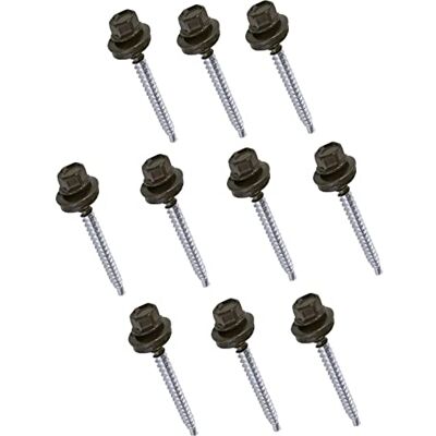 AERZETIX C57214 Lot de 10 Vis autoperceuse métal sur bois Ø4.8x55 mm + rondelle d'étanchéité EPDM peint en couleur brun chocolat RAL 8017 empreinte de la tête 8 mm hexagonale en acier - Publicité AERZETIX C57214 Lot de 10 Vis autoperceuse métal sur bois Ø4.8x55 mm + rondelle d'étanchéité EPDM peint en couleur brun chocolat RAL 8017 empreinte de la tête 8 mm hexagonale en acier - Publicité