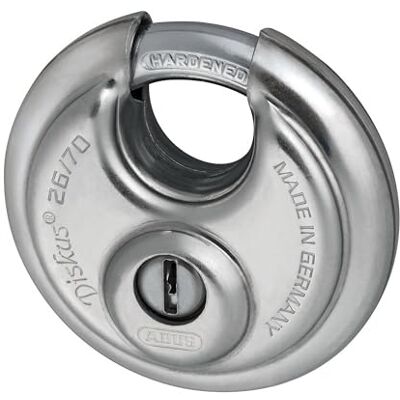 ABUS Cadenas Diskus 26/70 résistant aux intempéries, avec cylindre anti-perçage et anti-arrachement niveau de sécurité 8 argenté - Publicité ABUS Cadenas Diskus 26/70 résistant aux intempéries, avec cylindre anti-perçage et anti-arrachement niveau de sécurité 8 argenté - Publicité